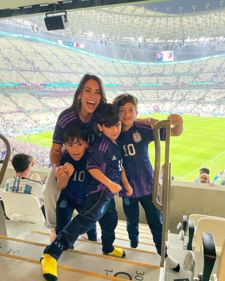 She and their three boys, Thiago, 9, Mateo, 6, and Ciro, 4 were all at the Lusail Stadium