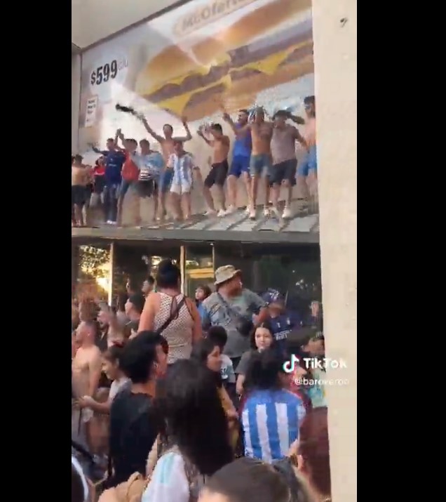 A roof almost collapsed and crashed on top of Argentina fans