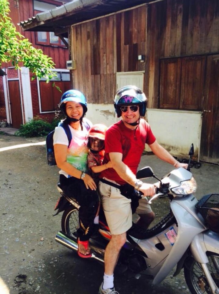 Mr Harvey and his family on another family holiday to Thailand