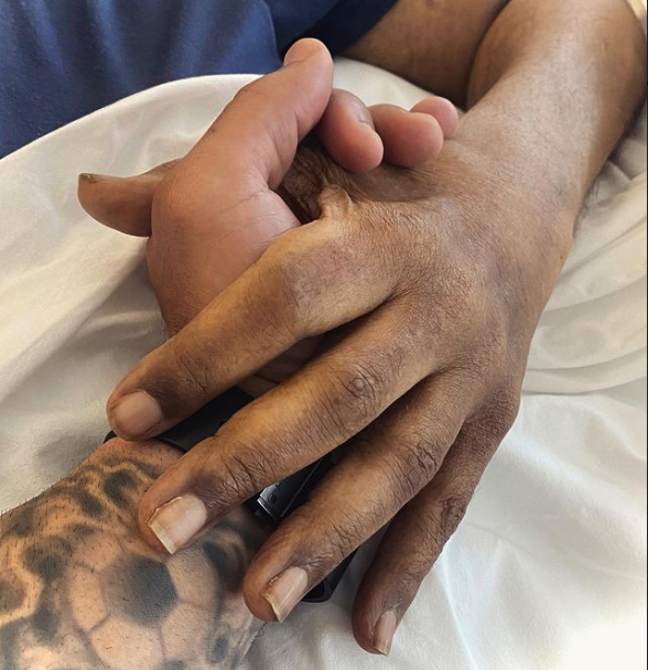 His son Edinho shared a sweet snap showing him comforting his father