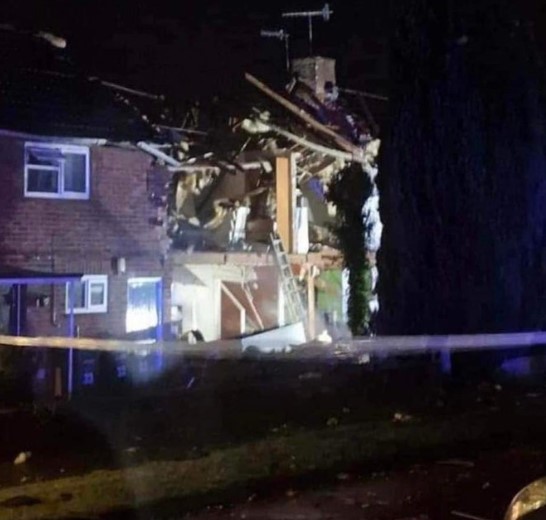 A photo shows the damage to the house overnight