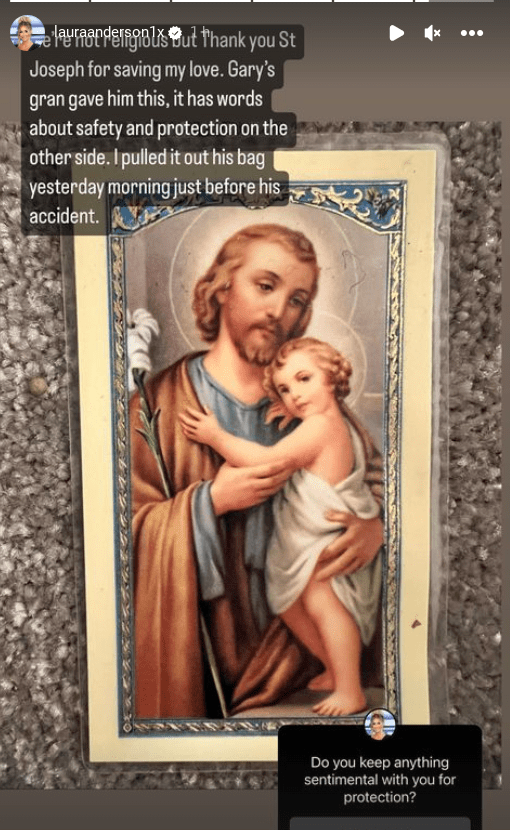 Laura thanked St Joseph for protecting her man