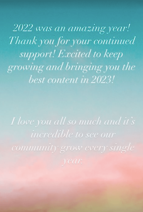 Paige thanked her 3.7million followers for their support this year