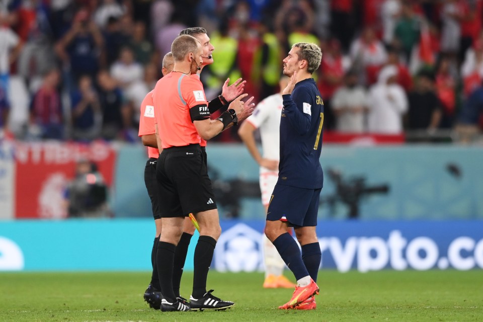 Griezmann went over to speak to the referee after his strike was disallowed