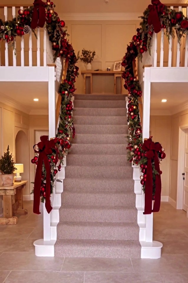 She also decorated her large staircase