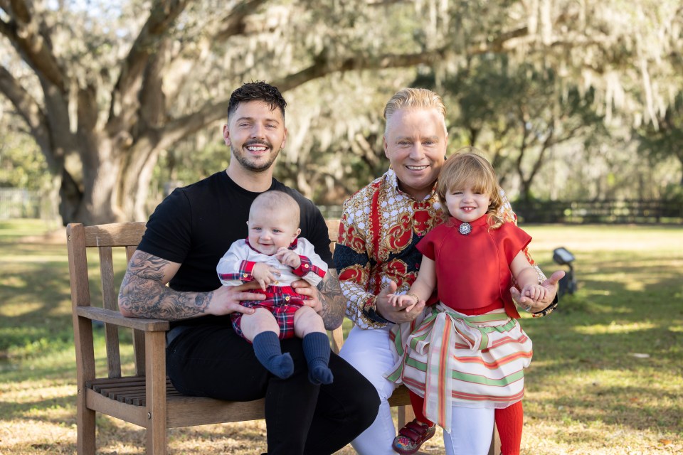 Barrie Drewitt Barlow and his fiance Scott plan to spend millions on their kids - pictured with Valentina and Romeo