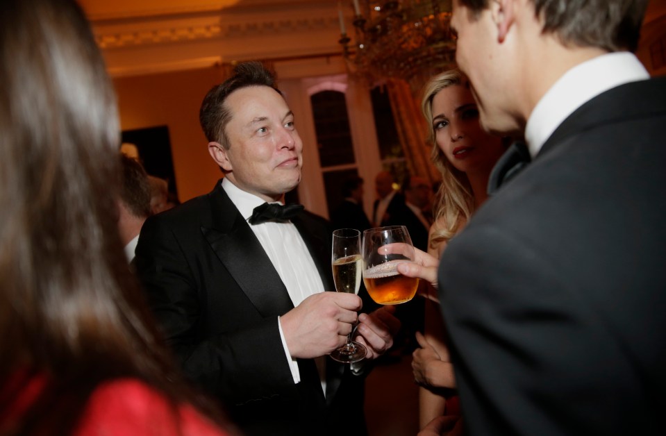 Billionaire Elon Musk with Ivanka Trump wining and dining at a function