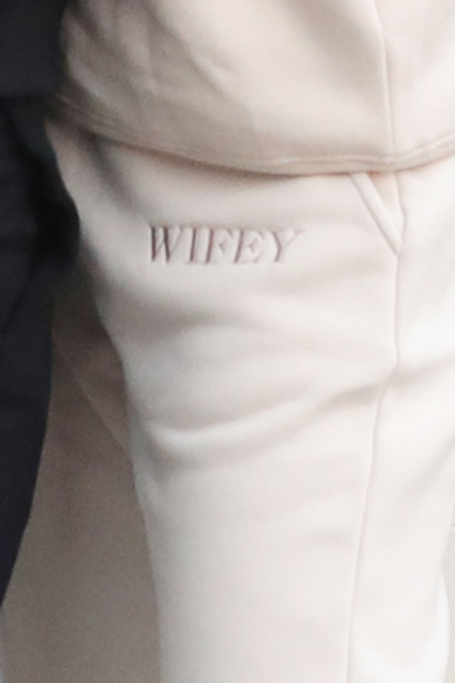 Elizabeth's tracksuit had 'Wifey' written on it