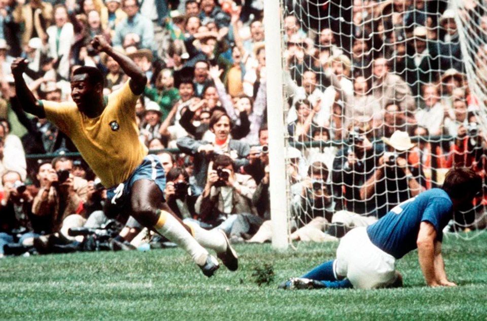 Pele wheels away after downing Italy in 1970