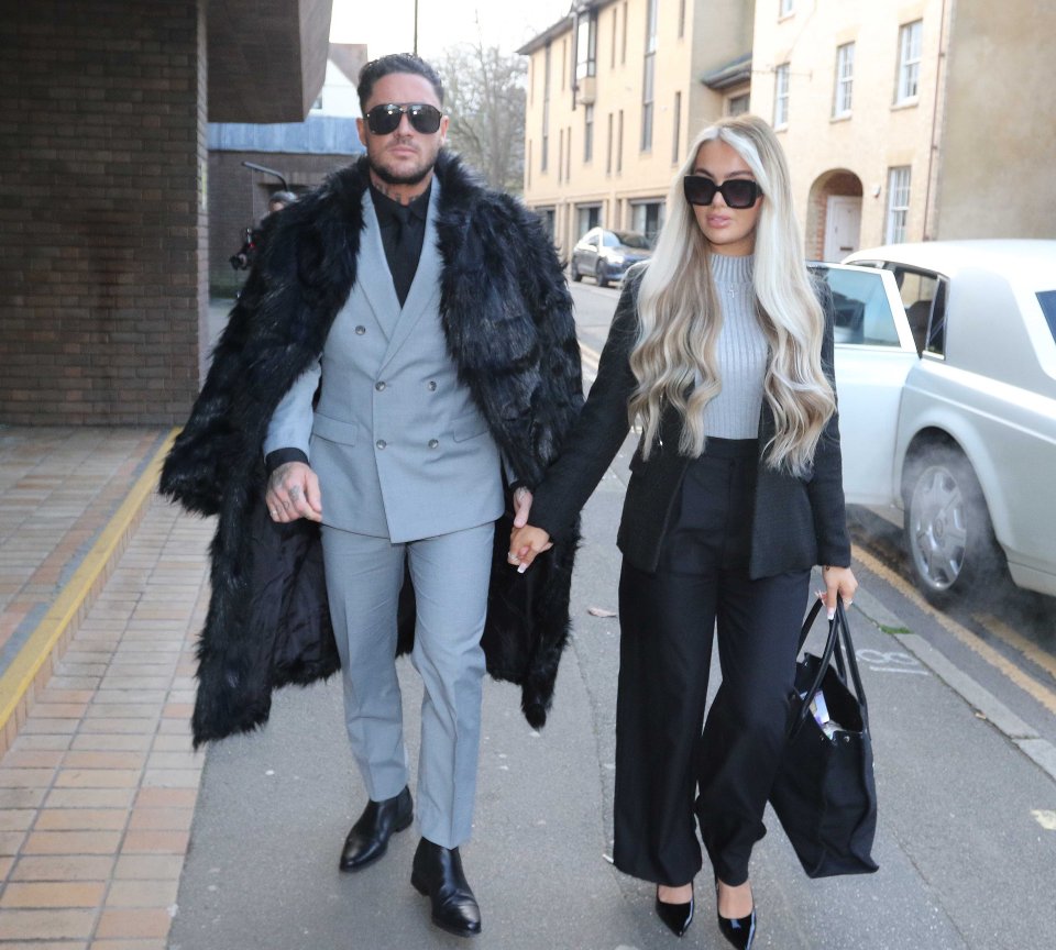 Stephen Bear arriving at Chelmsford Crown Court with his girlfriend Jessica Smith