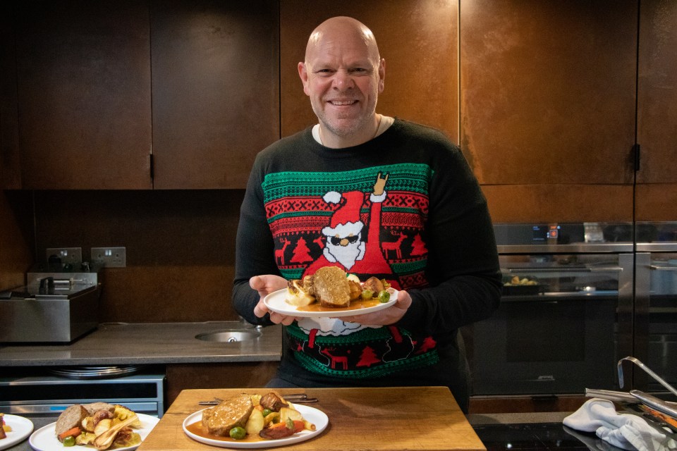 Chef Tom Kerridge with his meatloaf Christmas dinner