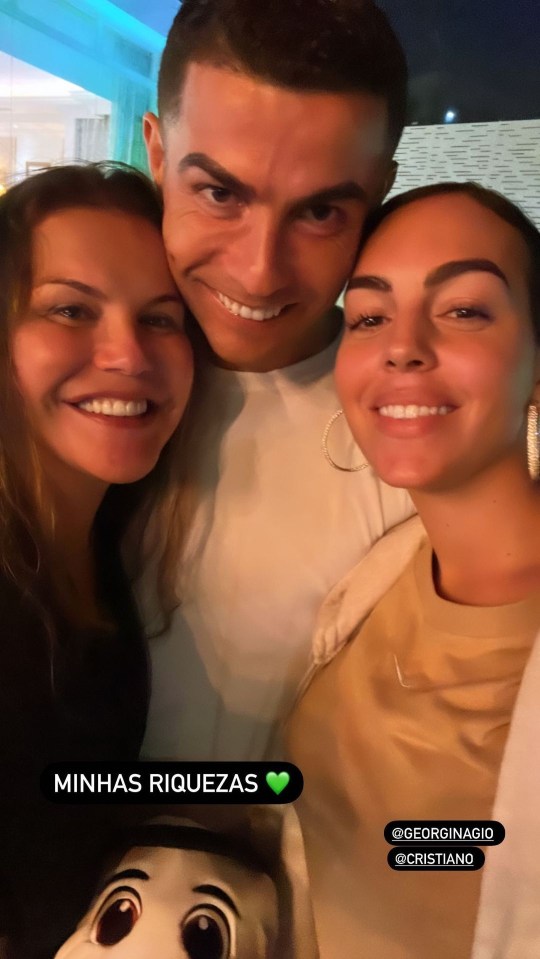 Cristiano Ronaldo cuddles Georgina Rodriguez and his sister Katia Aveiro