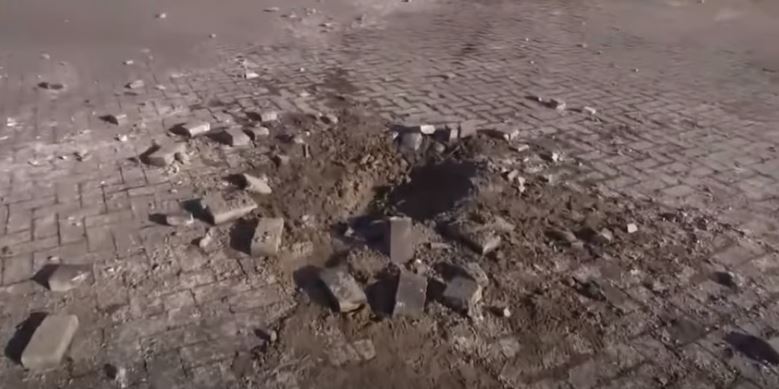 It shared footage purportedly showing shell craters outside the arena