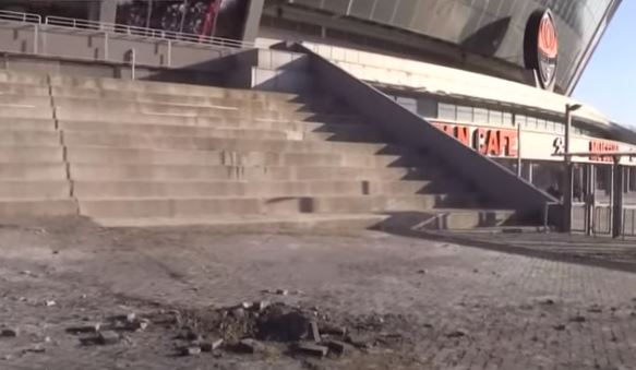 Earlier this year, Russian state media claimed the stadium had been shelled again