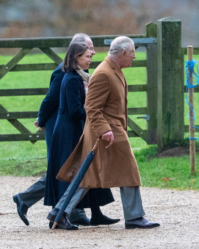 King Charles and Lady Sarah Chatto attended an early Christmas service at Sandringham earlier