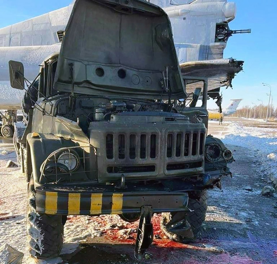 Pictures showed significant damage to an aircraft at Dyagilevo airfield in Ryazan