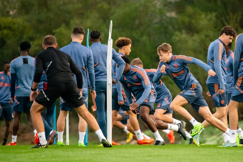 The Manchester United squad train in Spain ahead of their friendly match against Cadiz