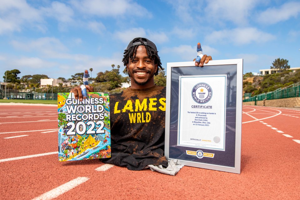 Zion Clark poses with his Guinness World Record