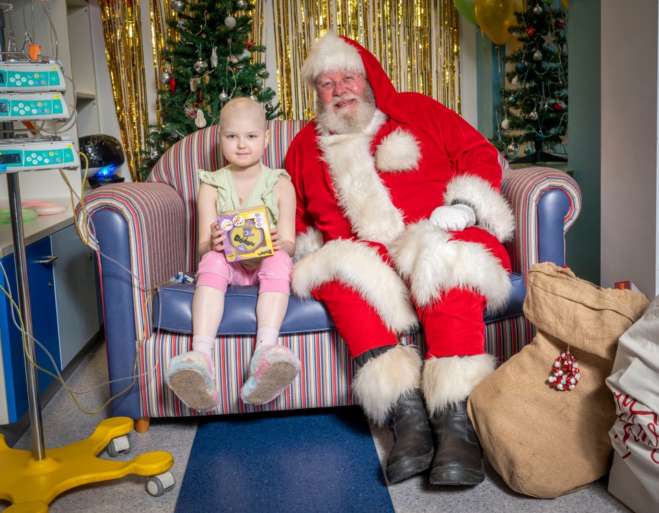 Kira, 7, was delighted to meet Santa at Birmingham Children’s Hospital