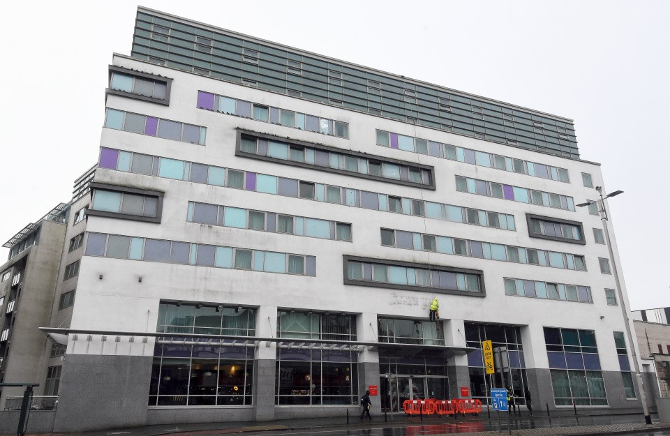 Tourists at Plymouth's largest hotel are sharing the building with NHS patients