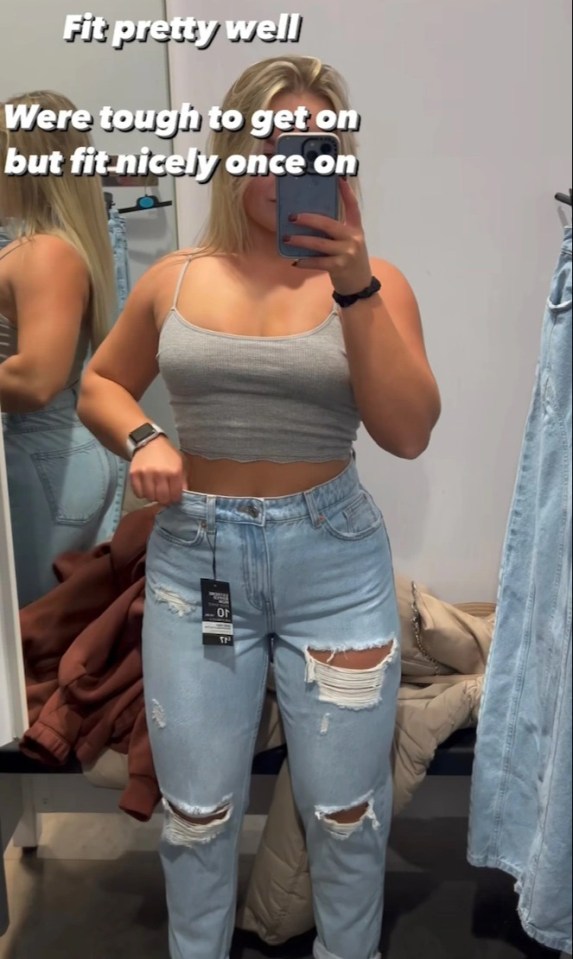 The third pair of jeans Lily tried on fit well