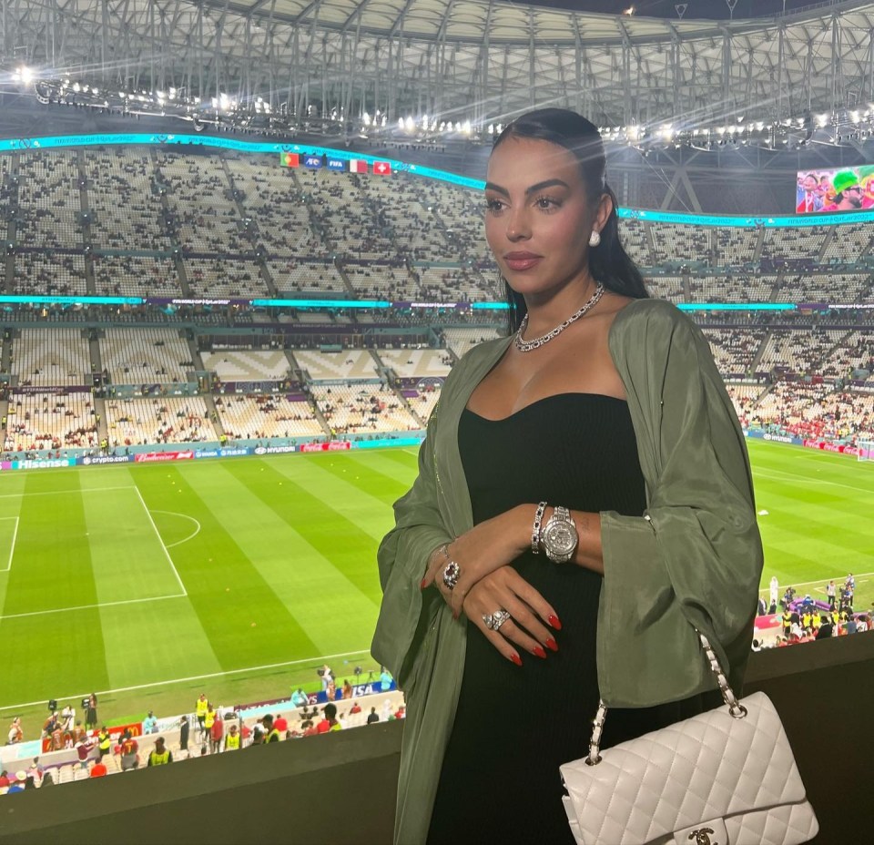 Georgina headed to the game despite Cristiano Ronaldo being dropped to the bench