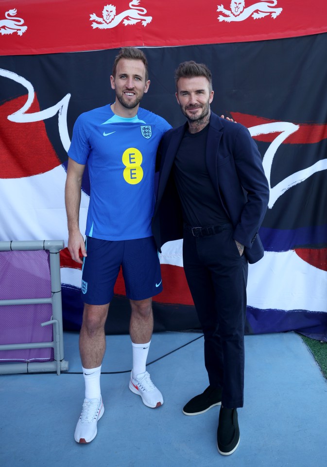 Beckham spent time chatting to England skipper Harry Kane