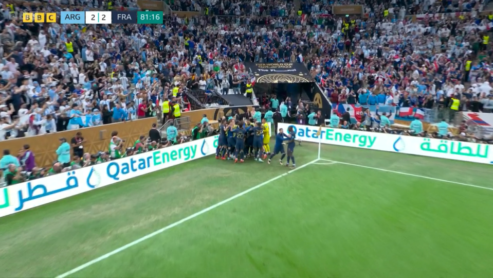 Theo Hernandez pushes Dayot Upamecano back on to the pitch