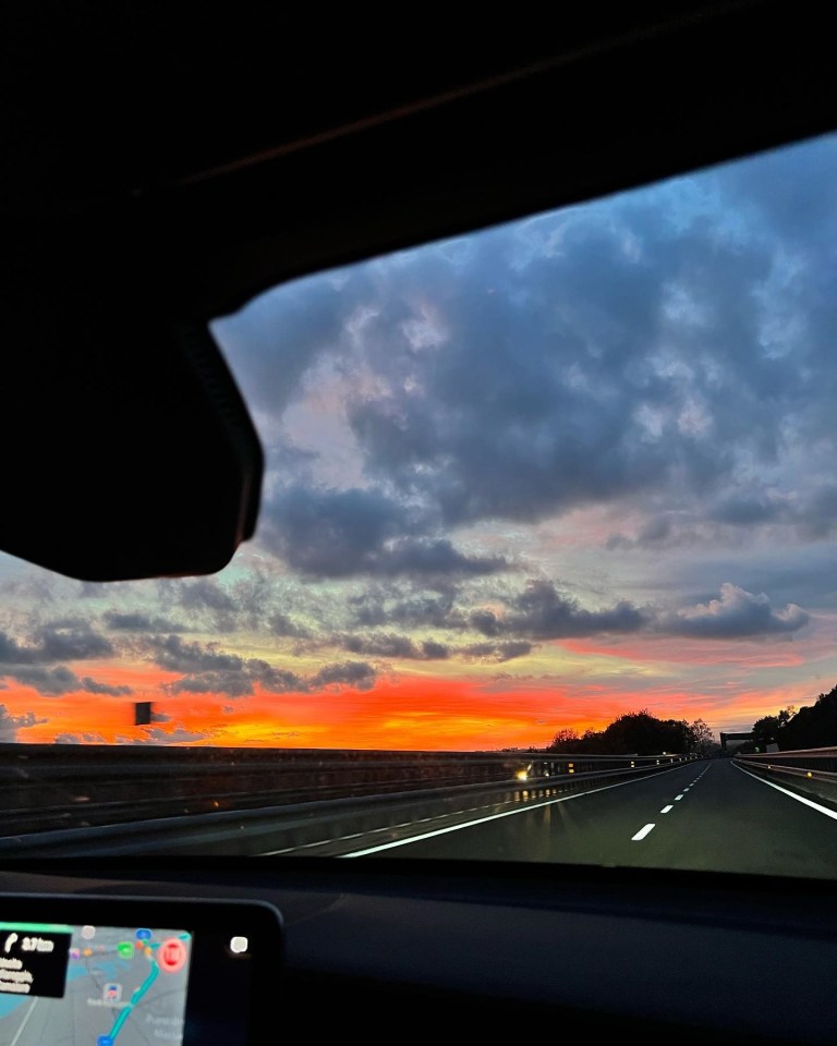 They went for a drive during a stunning sunset