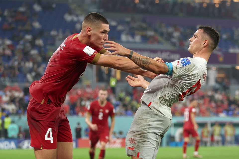 Granit Xhaka and Nikola Milenkovic were involved in a bust-up towards the end