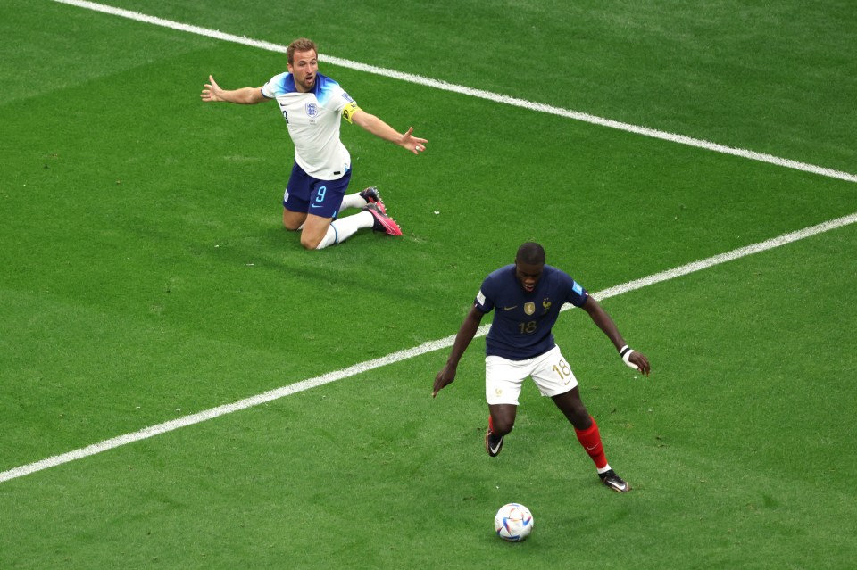 England fans were left fuming as Harry Kane was denied a penalty against France