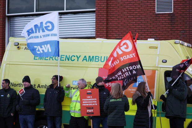 Ambulance workers also walked out on Wedesday