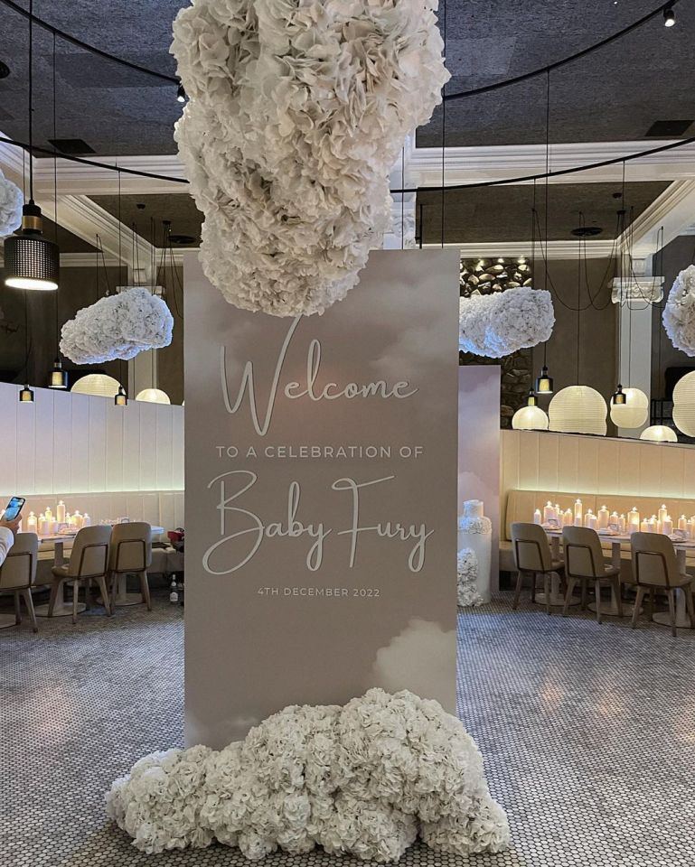 The mum-to-be had her baby shower at the weekend - with cloud decor