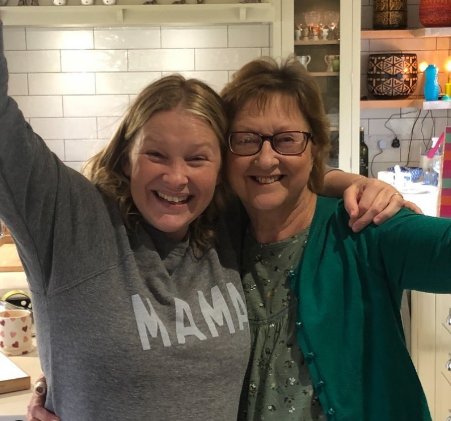 Joanna pictured with her mum in her kitchen