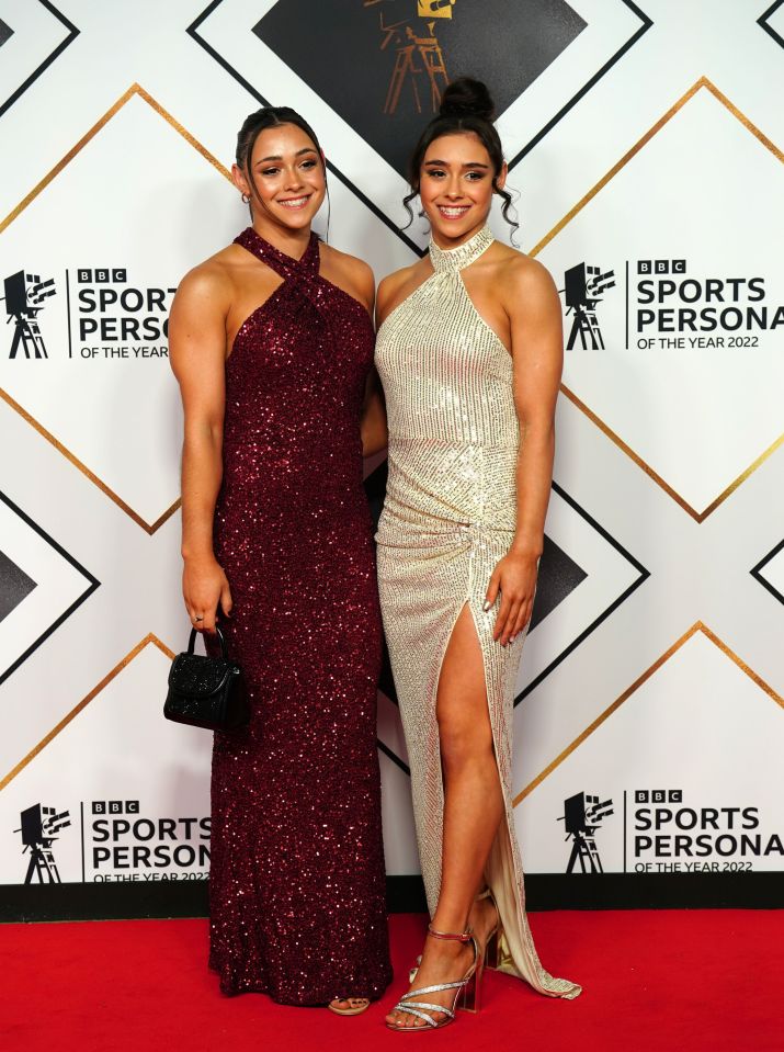 Gymnast twins Jennifer and Jessica Gadirova arrived together