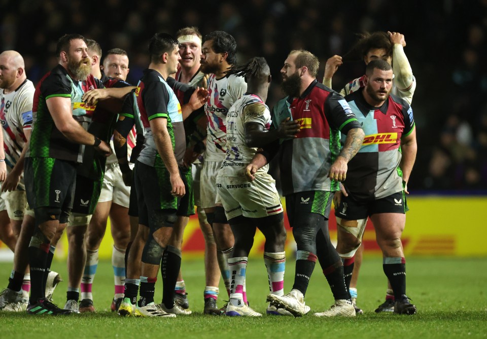 Joe Marler’s comments aimed at Jake Heenan sparked a brawl during Harlequins’ game against Bristol