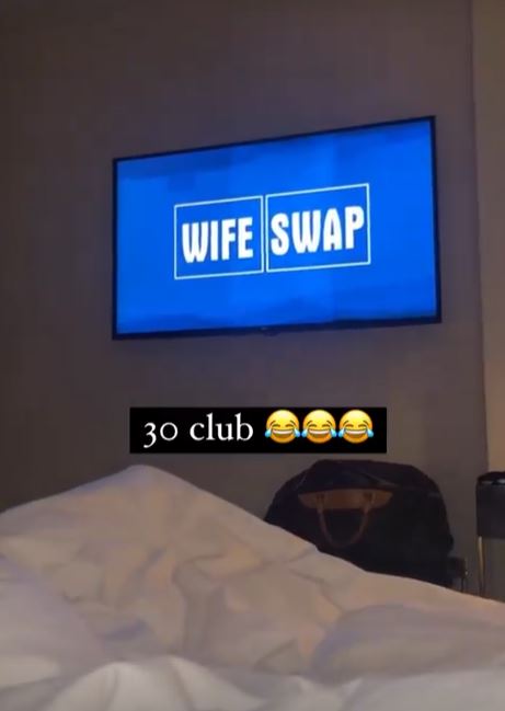 In another clue, the couple tuned into some Wife Swap from the comfort of their bedroom