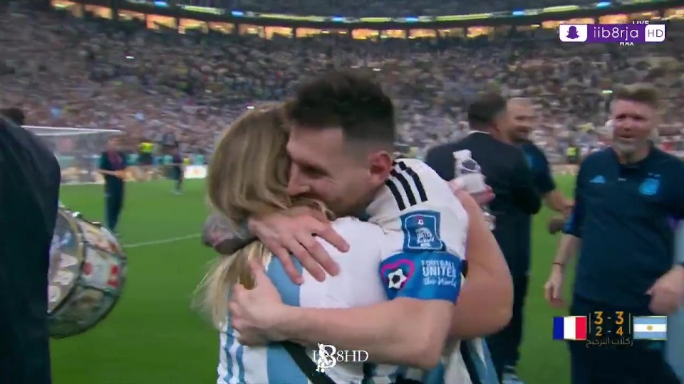 Lionel Messi was pictured hugging a crying woman after the World Cup final