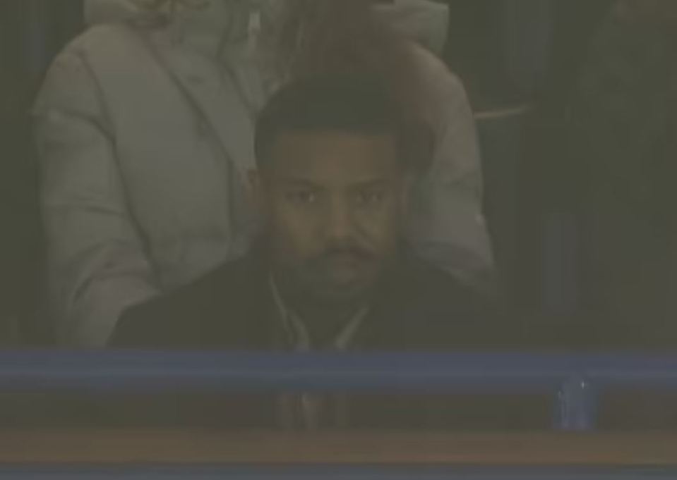 Michael B. Jordon watched on from the stands at Stamford Bridge