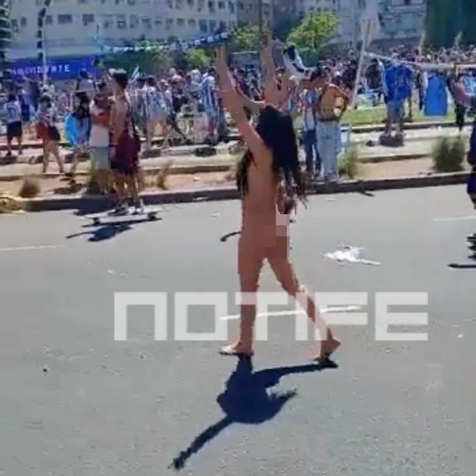 One woman left nothing to the imagination as she celebrated Argentina's victory