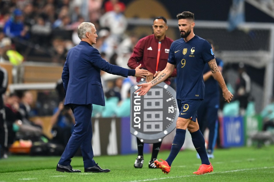 Olivier Giroud was one of the players taken off after just 41 minutes