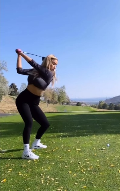 But she has not forgotten her golf skills