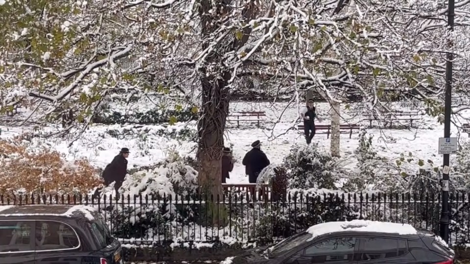 The 31-second clip was posted on an online forum on Monday when London had 4in of snow