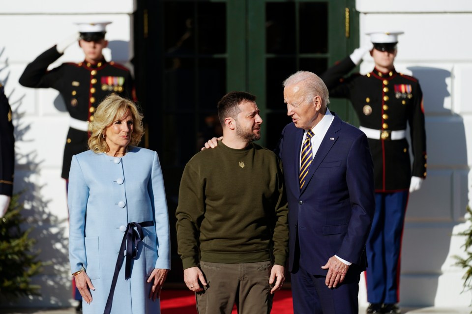 Khaki-clad Zelensky met Mr and Mrs Biden at the White House