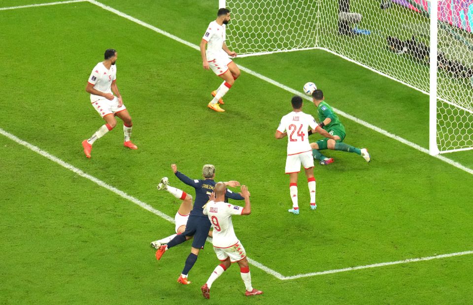 Antoine Griezmann thought he had equalised late on for France against Tunisia