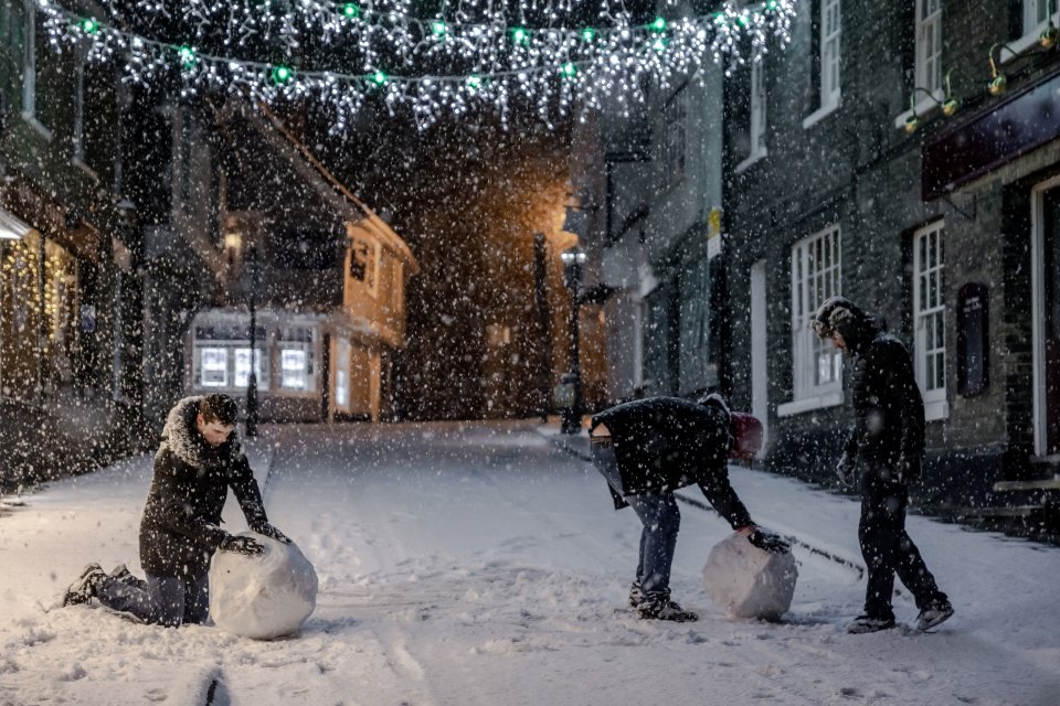 Pals in Saffron Walden, Essex, decided to have some fun and build a snowman