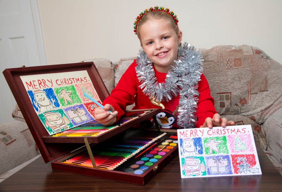 Fellow winner Mia-Rose Hall, seven, was 'so happy and excited' to see her colourful creation of festive staples on sale in her local store