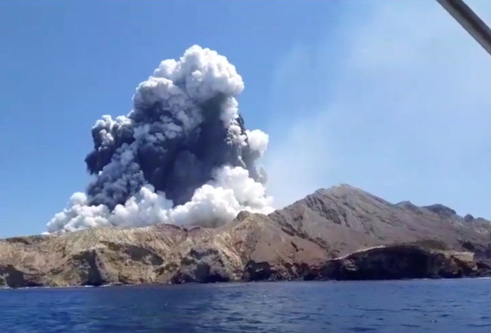 A picture captured by a tourist on a boat moments after the first eruption in 2019