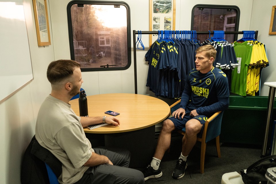 SunSport's Frankie Christou speaking with Flemming at Millwall's training ground ahead of their clash with Sunderland