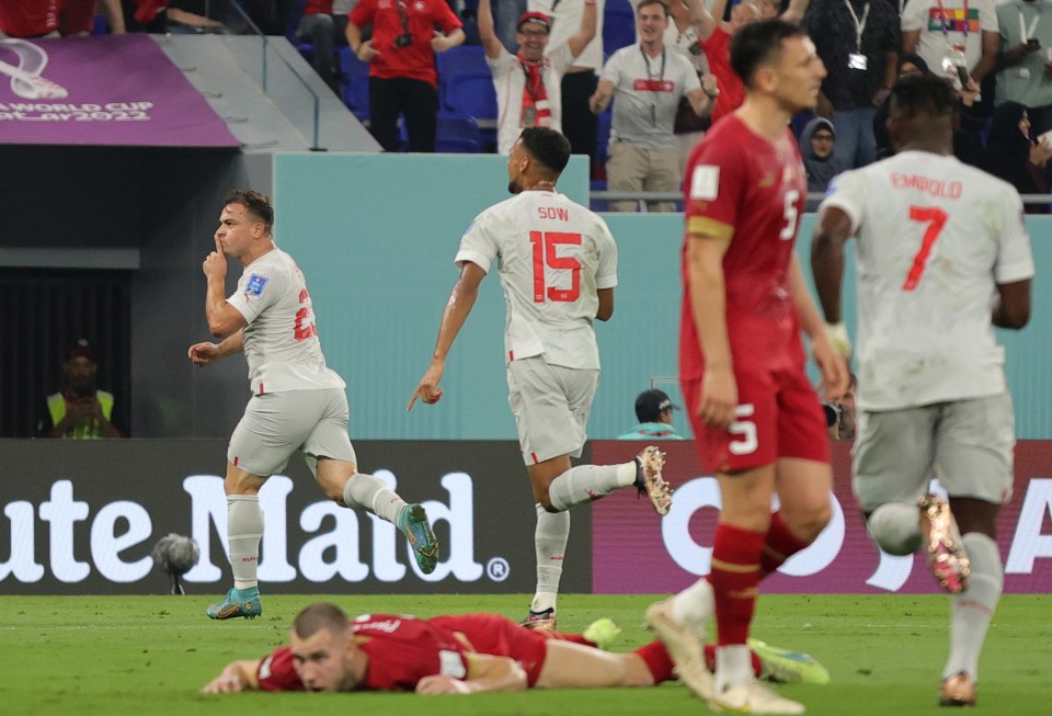 Xherdan Shaqiri gave Switzerland the lead before he told the Serbia fans to be quiet